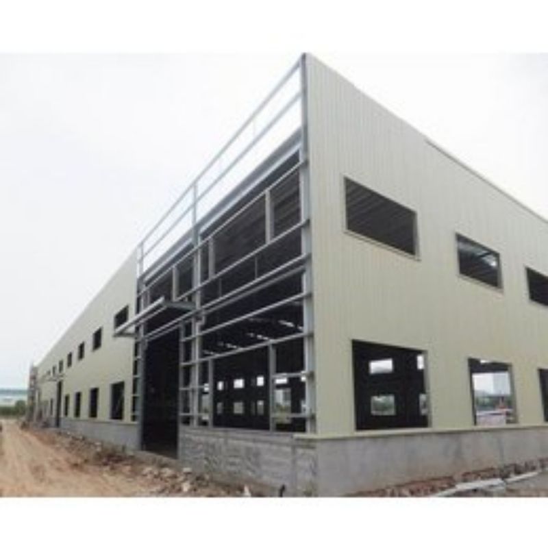 Durable Commercial Steel Framed Workshop Buildings With Welded Connection / Rolled Up Door