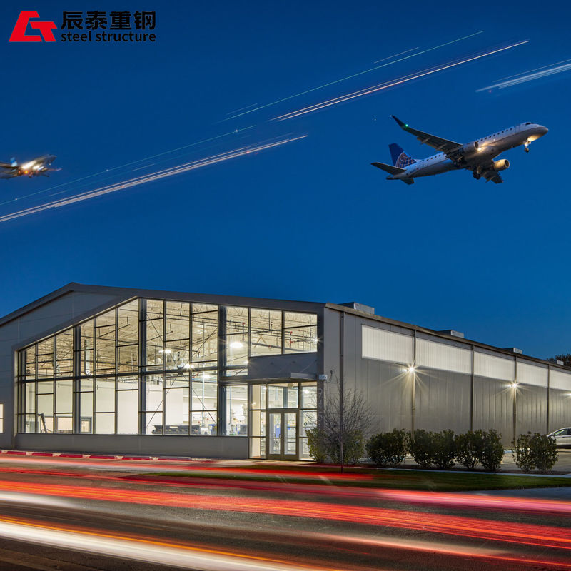 Prefab Industrial Steel Structure Workshop With Rock Wool Foam Sandwich Panel