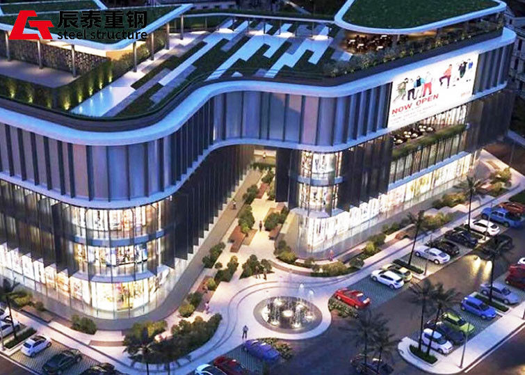 Shopping Mall High Rise Steel Structure Building Galvanized For Flexible Space