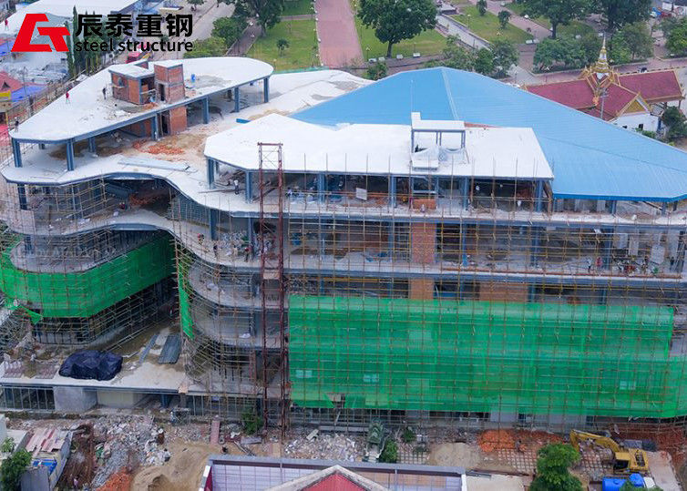 Shopping Mall High Rise Steel Structure Building Galvanized For Flexible Space