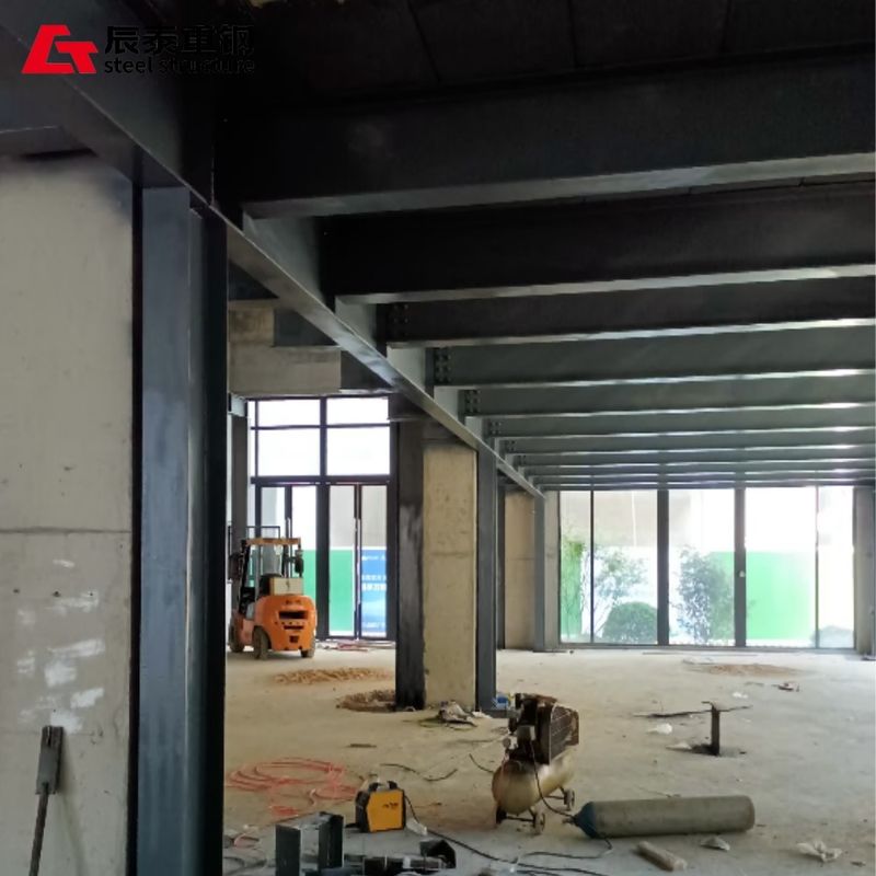 Multi Storey Prefab Steel Structure Office Building With EPS Big Wave Tile Roof