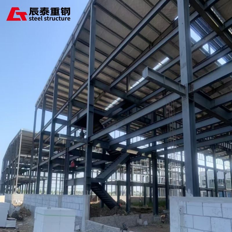 Double Layer Steel Framed Buildings Color Customized for Factory / Office
