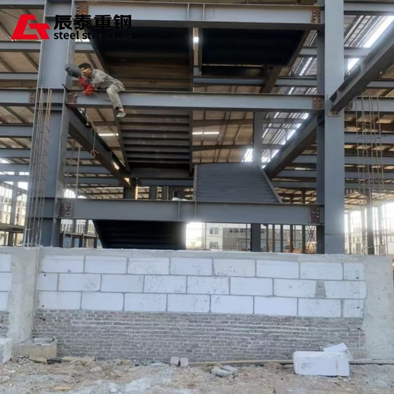 Double Layer Steel Framed Buildings Color Customized for Factory / Office